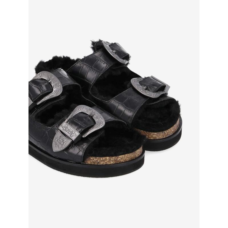 LUCIA BUCKLE W - PRINT CROCO/FUR - BLACK/BLACK